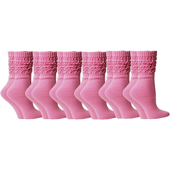 Yacht & Smith 6 Pairs Women's Scrunched Slouch Socks, Cotton Boot Socks Bulk Pack