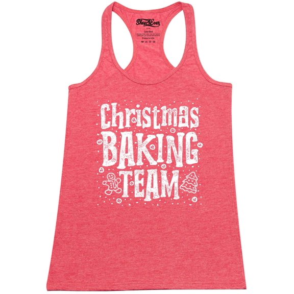 Shop4Ever Women's Christmas Baking Team WHITE Racerback Tank Top X-Small Red
