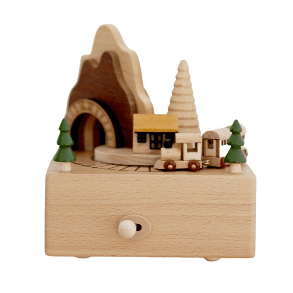 Wooden Music Box, Retro Trojan Music Box, Ornaments Educational Toys, Birthday Gift Home Decoration-Jinjin