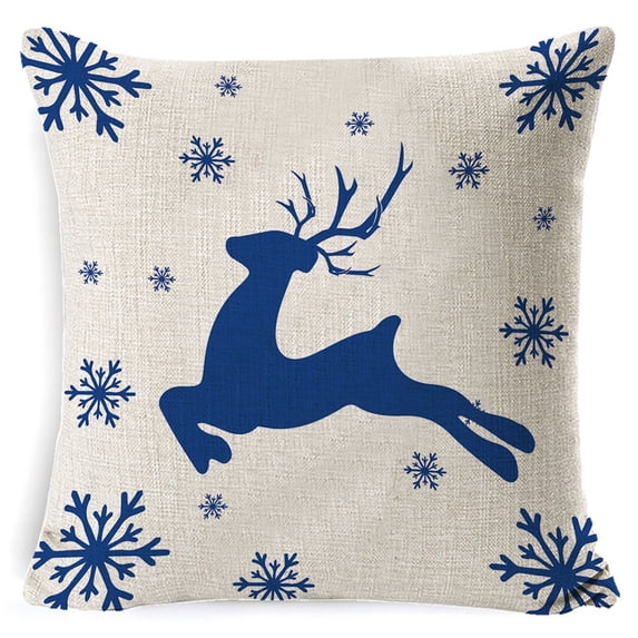 hirigin Christmas Throw Pillow Cover, Elk/Snow/Tree/Letters Print Pillowcase Decor for Sofa Bedroom