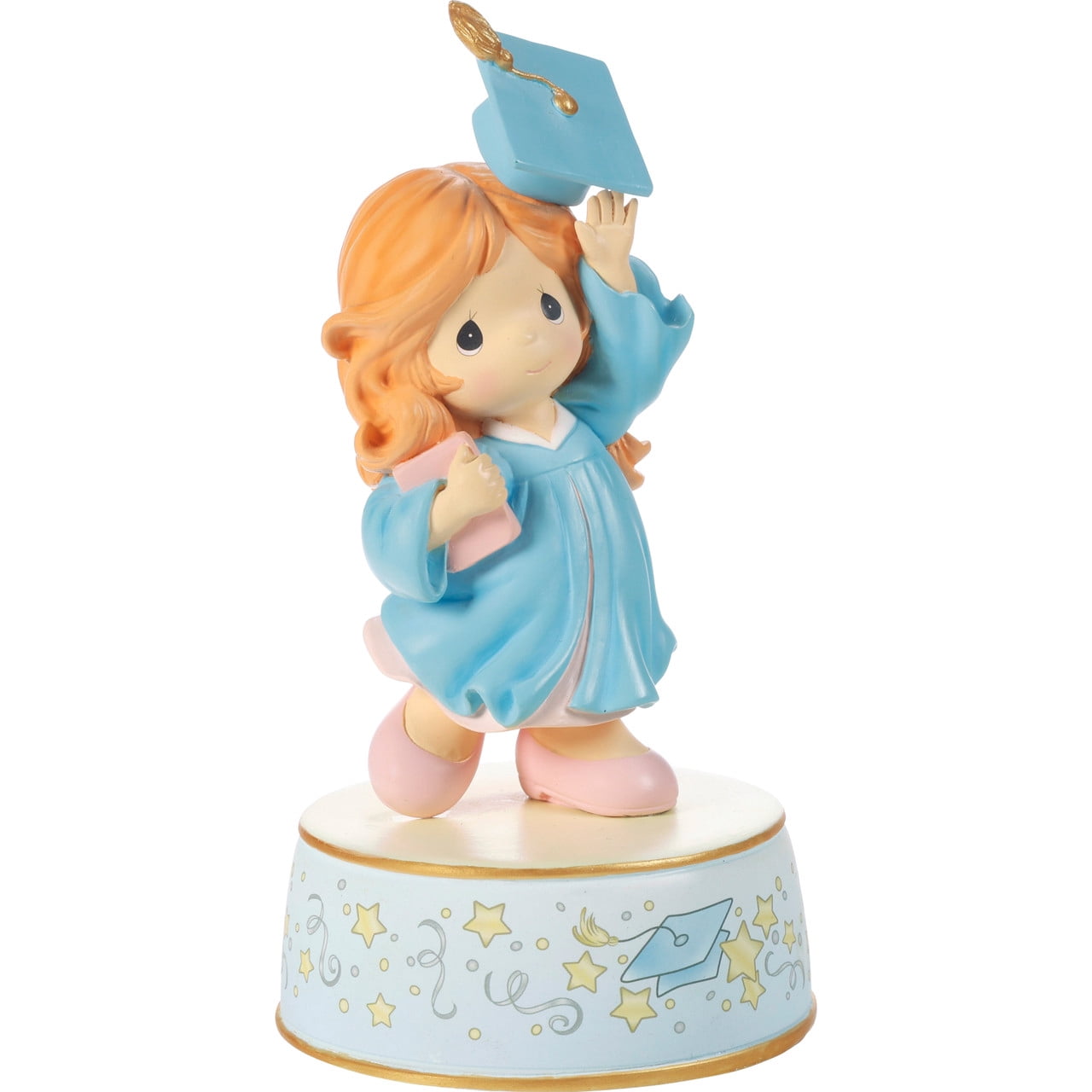 Precious Moments From Cap And Gown To New Horizons Red Hair/Blue Gown Graduation Musical, 1 Each