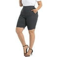thumbnail image 2 of HDE Plus Size Bermuda Shorts for Women with Pockets Charcoal 3X, 2 of 6