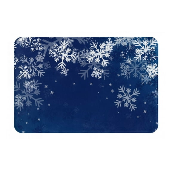 Fuzoiu Christmas Blue Print Door Mat Outdoor Indoor Welcome Mats, Front Doormat,Flannel Non Slip Durable Entrance Rugs for Front Door, Inside Outside Entry, Porch, Resist Dirt,16x24in