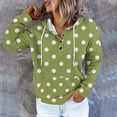 thumbnail image 2 of TFEOQRY Hooded Sweatshirts for Women Fashion Polka Dot Printed Pullover with Pockets Long Sleeve Hooded Tops Sweatshirt Olive Green, 2 of 3