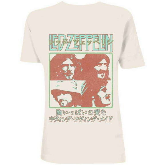 Men's Led Zeppelin Japanese Poster Slim Fit T-shirt Large Natural