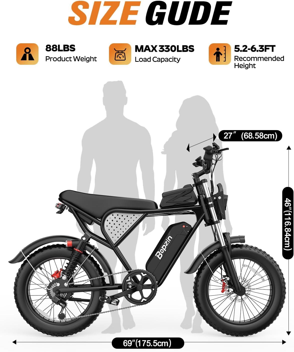 YVY Peak 1500W Electric Bike for Adult, 48V 25AH,Max 90 Miles,Electric Bicycle w/Anti-Theft Alarm,UL 2849, 20" Fat Tires Mountain Bike with APP