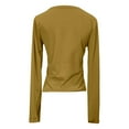 thumbnail image 4 of SNKSDGM Female T-Shirts Long Sleeve Shirts for Women Working Out Women's Basic Ribbed Knit Square Neck Long Sleeve T Shirt Fall Fashion Casual Stretch Fit Comfortable Top for Girls and Teens S, 4 of 5