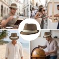 thumbnail image 7 of Byfri Straw Panama Jazz Hat Wide Brim Sun Fedora Hat for Beach Travel Coffee 56-58cm, 7 of 7