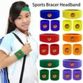 thumbnail image 2 of Jkung 1 Set Kids Sports Headband Wristband Ball Embroidery Stretch Breathable Sweat Absorbing Boys Girls Knitted Basketball Volleyball Wrist Protector Sweatband, 2 of 8