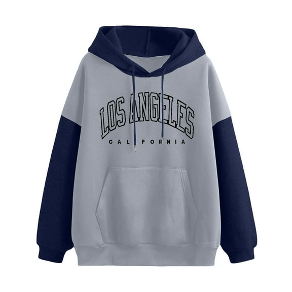 Aayomet Hoodies For Women Sweatshirt Los Angeles California Long Sleeve Drawstring Loose Pullover Tops With Pockets Gray,S