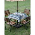 thumbnail image 5 of Outdoor Tablecloth with Umbrella Hole, Blue Nordic Style Stripes Spillproof Waterproof Outdoor Table Cover, Blue Gray Texture Patio Tablecloths for Party/Garden/Picnic, Square 54"x54", 5 of 9