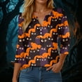thumbnail image 2 of YDFCWXW Women's Halloween Print Shirt - 3/4 Sleeve V-Neck Button Down Blouse with Spooky Theme Purple, XL, 2 of 5
