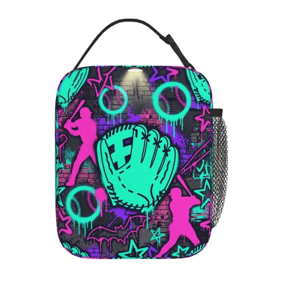 Baseball Lunch Box, Cool Reusable Insulated Lunch Bag, Cooler Tote Bag For Work Picnic Travel Office Outdoors