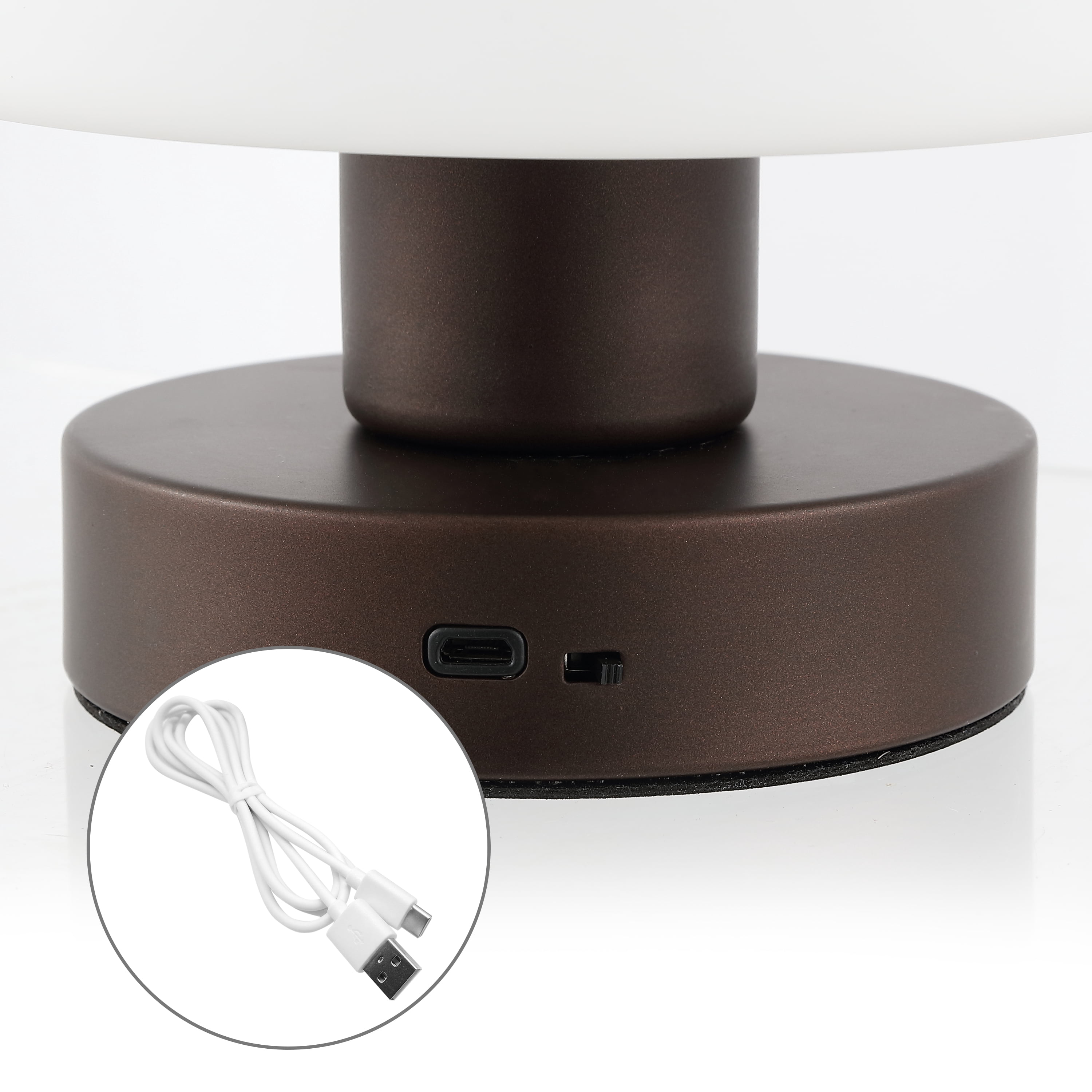 JONATHAN Y Zoe 5.75" Bohemian Farmhouse Iron Rechargeable Integrated Portable LED Table Lamp, Oil Rubbed Bronze/White, JYL7113A
