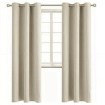 2 panels K68 ivory color 100 % blackout thermal light blocking drapes for sliding patio window curtain top grommets noise reducing 37" wide X 63" length each panel