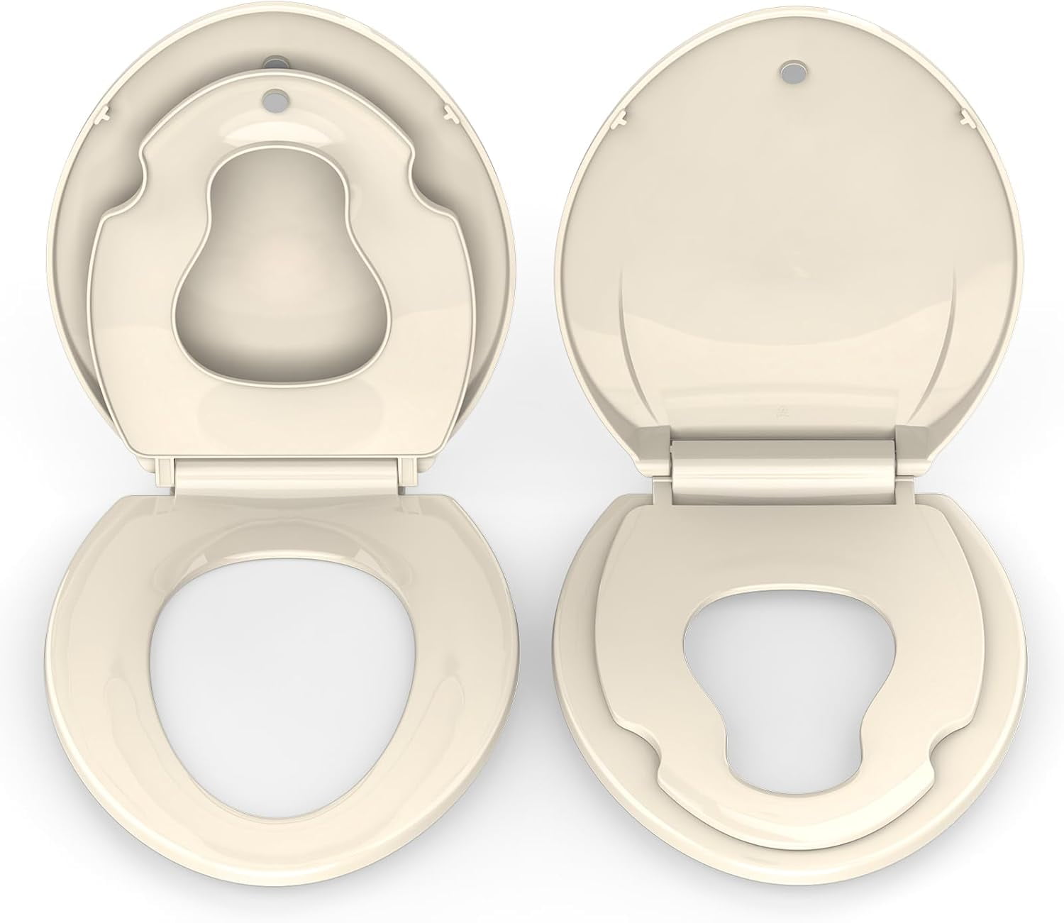 Toilet Seat Elongated,Toilet Seat with Toddler Seat Built in, Potty Training Toilet Seat Elongated Fits Both Adult and Child, with Soft Close, Easy Install and Clean - Elongated Almond