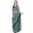 thumbnail image 3 of Atasi Georgette Designer Women's Solid Blue Saree With Unstitched Blouse Piece, 3 of 7