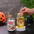 thumbnail image 5 of Halloween Glass Cup With Bamboo Lid And Glass Straw, Ghost And Pumpkin Print Iced Coffee Tumbler, Holiday Theme Drinkware For Home And Party Use,B - One Size, 5 of 5