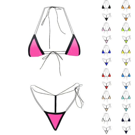 UTSJKR Bikini Set for Women Extreme Triangle Top G String Swearwear Sexy Multi Clour Tie Side Mini Bathing Suit Green Free Size