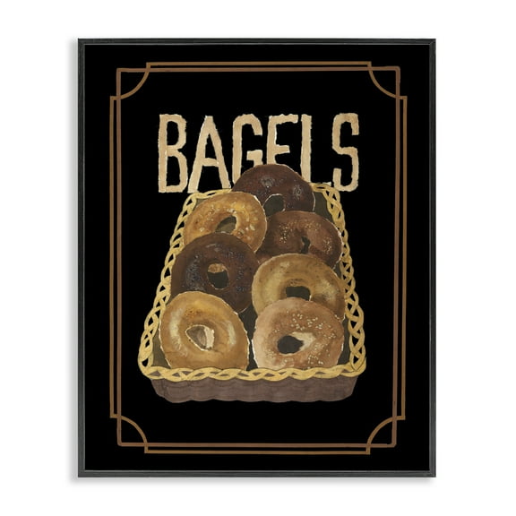 Stupell Industries Basket Of Bagels Food & Beverage Painting Black Framed Art Print Wall Art, 11 x 14