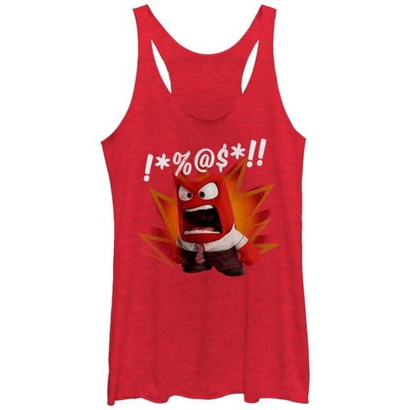Women's Inside Out Anger  Racerback Tank Top Red Heather X Large