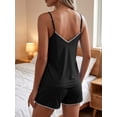 thumbnail image 2 of Anygrew Women Cami Pajama Set Shell Stitch with Shorts V Neck 2 Piece Pj Lounge Set, 2 of 7