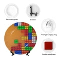 thumbnail image 4 of Yiaed Colorful Building Blocks A Print Bone China Decorative Plate Ceramic Dinner Plates Art Crafts with Display Stand-10in, 4 of 6