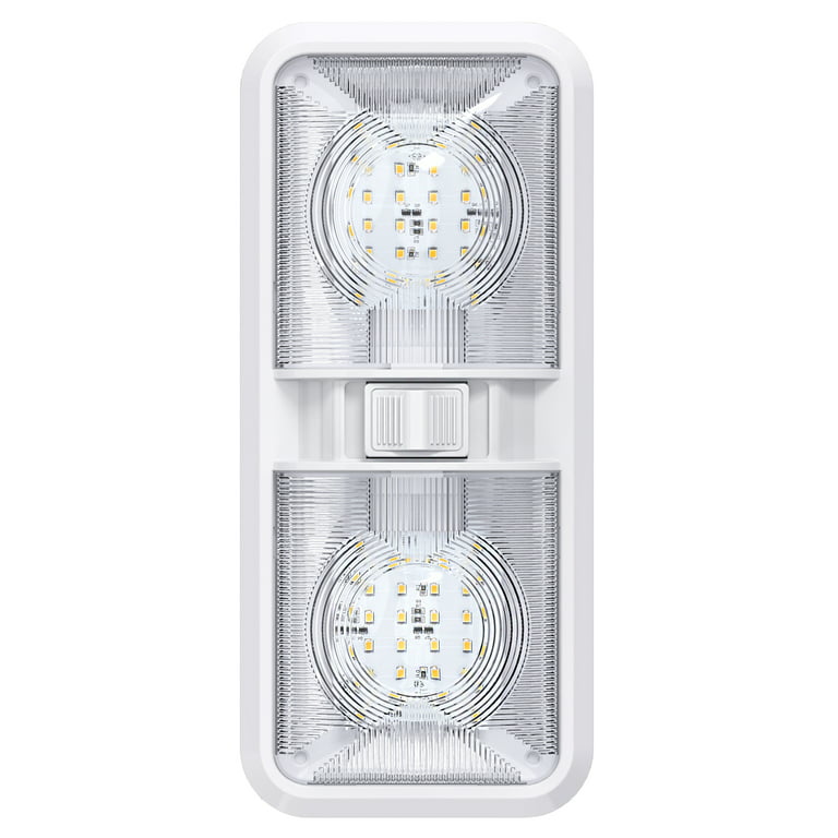 Leisure LED RV LED Ceiling Double Dome Light Fixture with ON/OFF Switch Interior  Lighting for Car/RV/Trailer/Camper/Boat DC 12V Natural White 4000-4500K  48X2835SMD (Natural White 4000-4500K, 1) 