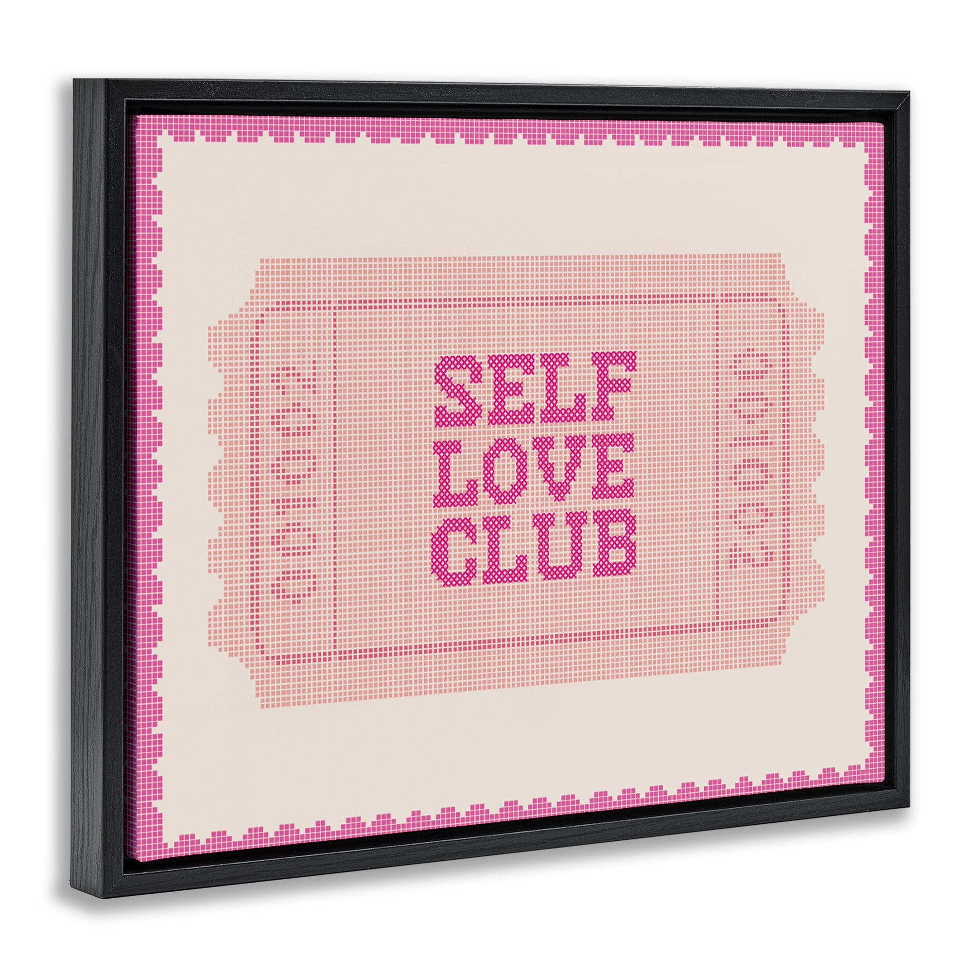 Stupell Industries Self Love Club Retro Ticket Black Framed Floater Canvas Wall Art, design by Lil' Rue