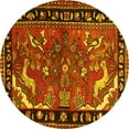 thumbnail image 1 of Ahgly Company Machine Washable Indoor Round Persian Yellow Traditional Area Rugs, 5' Round, 1 of 4