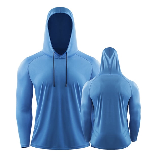 Sunloudy - Tops de manga larga con capucha para hombre con protección UV con cordón ajustable, ropa ajustada de primavera Sunloudy moda