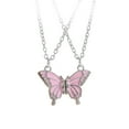 thumbnail image 2 of Eosunjian Creative Friendship Necklace Magnetic Suction Enamel Butterflies Pendant Necklace Winter Adjustable Sweater Necklace Pink, 2 of 13