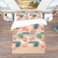 thumbnail image 3 of Designart 'Tropical Exotic Flowers & Pineapple Pattern' Tropical Duvet Cover Set, 3 of 4