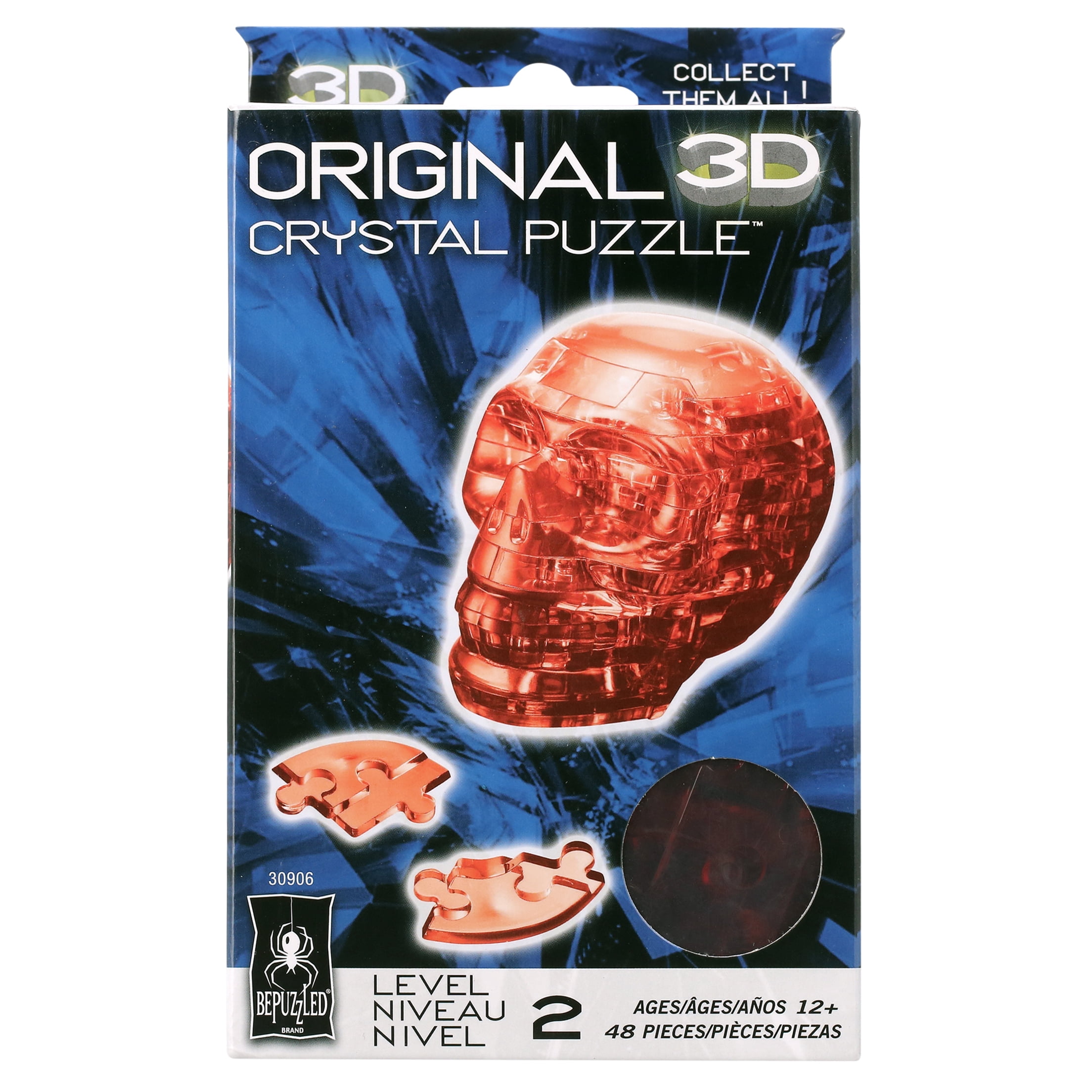 Original 3D Crystal Puzzles Skull 2 Pieces BePuzzled Plastic 3D