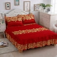 thumbnail image 2 of Breathable Luxury 3-piece bedding Ensemble Ruffled Pleat Bed Skirt & Pillow Case Set for 1.5M Bed Daboolka, 2 of 8
