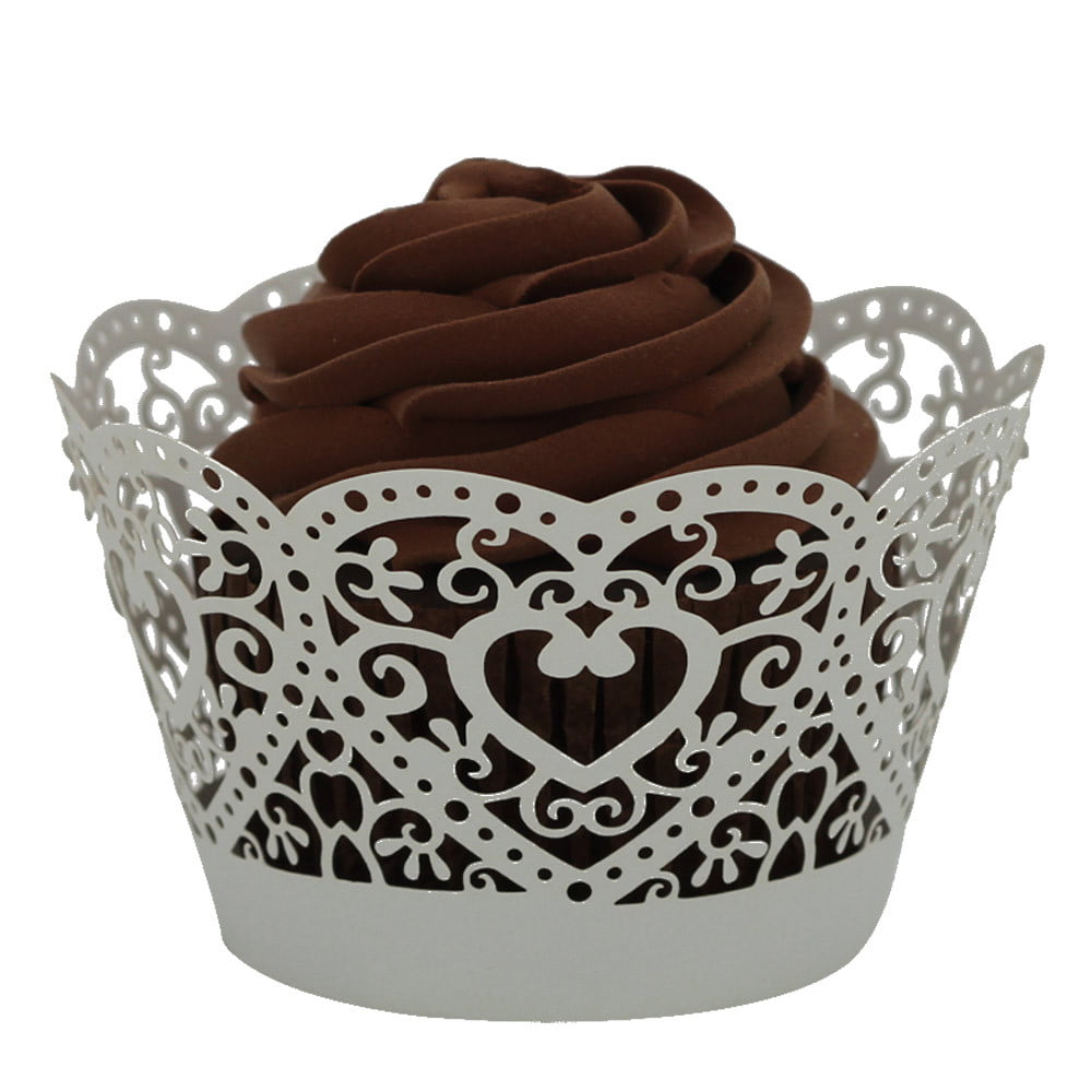 Ouneed /® Liner Baking Cup Muffin 50pcs Lace Laser Cut Cupcake Wrapper Liner Baking Cup Muffin White