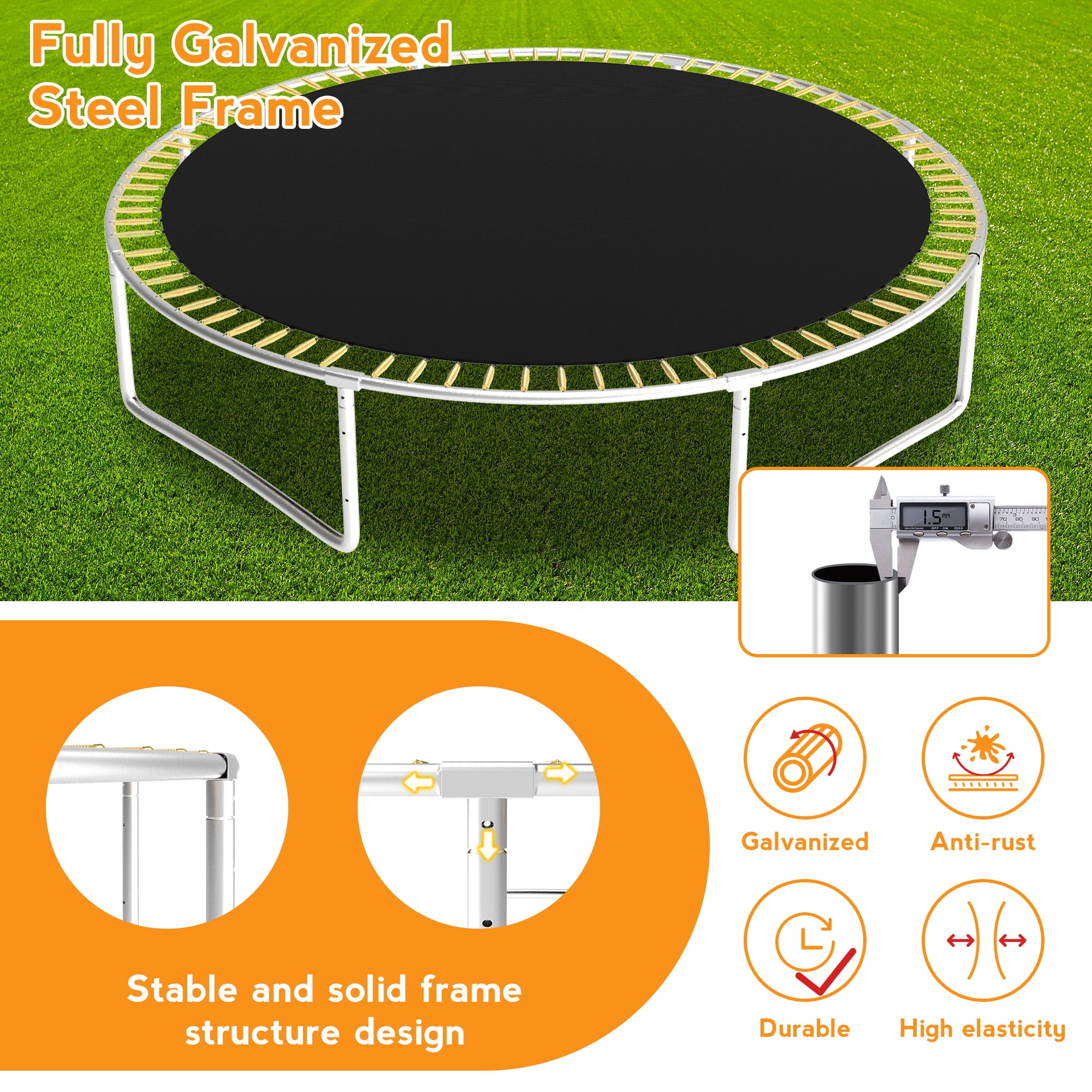 KOFUN 1200LBS 12FT Trampoline for Kids and Adults Outdoor Backyard Trampoline with Safety Enclosure Net, Basketball Hoop, 4 Anchor Kits, Ladder, A Ball, Black