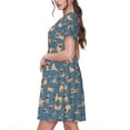 thumbnail image 2 of Goofa French Bulldog Yoga Pattern Women Summer Short Sleeve Midi Dress with Pockets Casual Aline Flowy Tshirt Dress Vocation Beach Sundress, 2 of 6