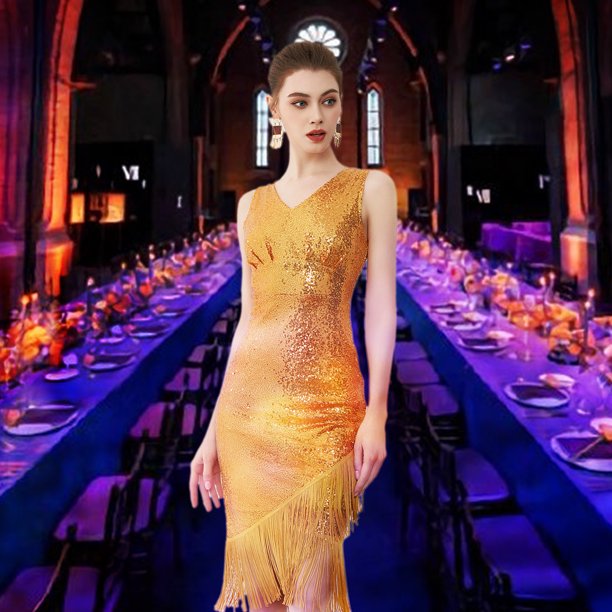 Baisdan Sequin Dress for Women 1920s Dress Great Gatsby Sparkle Cocktail  Fringe Flapper Dresses Costume Outfit Gift, Gold, Large - Walmart Business  Supplies