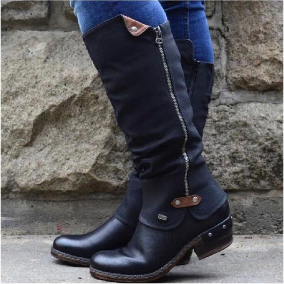ladies black high boots
