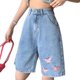thumbnail image 5 of Pantalones cortos informales de verano para mujer, pantalones cortos informales de cintura alta con bordado de mariposas, pantalones cortos de cintura alta para vacaciones, desplazamientos diarios y, 5 of 8