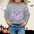 thumbnail image 2 of XIYON Little Girl Sweatshirt Halloween Cute Print Long Sleeve Crew Neck Sweatshirt Kids Soft Pullovers Top Clothes For Girls Hallowmas‌ 6-7 Years, 2 of 4
