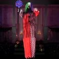 thumbnail image 4 of Joyfy 53" Halloween Animated Hanging Scary Clown Decorations Outdoor,Sound Activated Screaming & Waving Arms,Red Glowing Light Up Eyes,Outdoor Halloween Prop for Yard Lawn Haunted House, 4 of 9