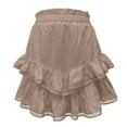 thumbnail image 3 of MIXUE Skirts For Women Summer Solid Color High Waist Ruffled Casual Boho Mini Tennis Skirt Streetwear,Brown,XXL, 3 of 5