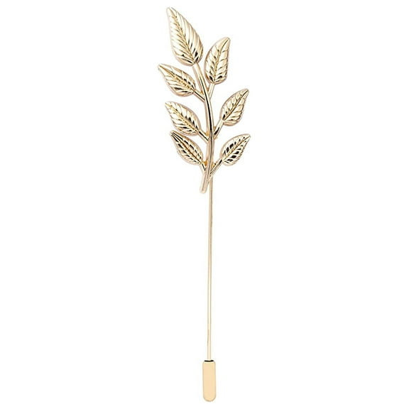 Knighthood Elegant Leaf Plant Suit Collar Lapel Pin Brooch for Unisex (Gold)