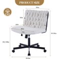 thumbnail image 2 of Luku Contemporary Criss Cross Office Chair on Wheels, Armless Wide Seat, 360° Swivel, Height Adjustable for Home Office, Study, and Vanity Use, 2 of 7