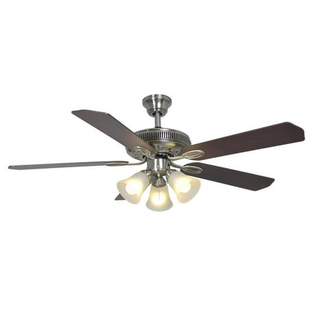 Hampton Bay Glendale 52 In. Indoor Brushed Nickel Ceiling Fan With Light Kit