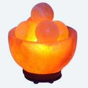 Himalayan Aroma - Himalayan Salt Lamp Bowl with 5 Massage balls, Pure & Authentic, Dimmer Switch, Handmade, Night Light, ETL Certified, an Extra Bulb, 6" Width