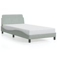 thumbnail image 2 of vidaXL Bed Frame with Headboard Light Grey 100x203 cm Velvet, 2 of 3