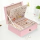 thumbnail image 1 of Joyeros para mujer, organizador de joyas, caja de cuero, grandes joyeros, organizador de pendientes, estuche de almacenamiento, exhibición de doble capa con bandeja extraíble, elegante joyero, contene, 1 of 5